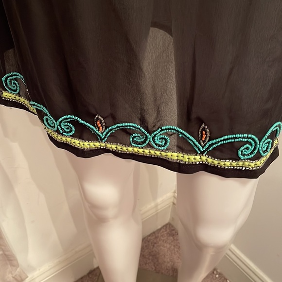 FLINT & MOSS COVERUP LARGE BLACK COLORFUL BEADED - Picture 4 of 5